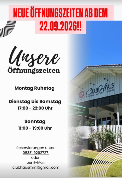 ClubHaus Oeffnungszeiten